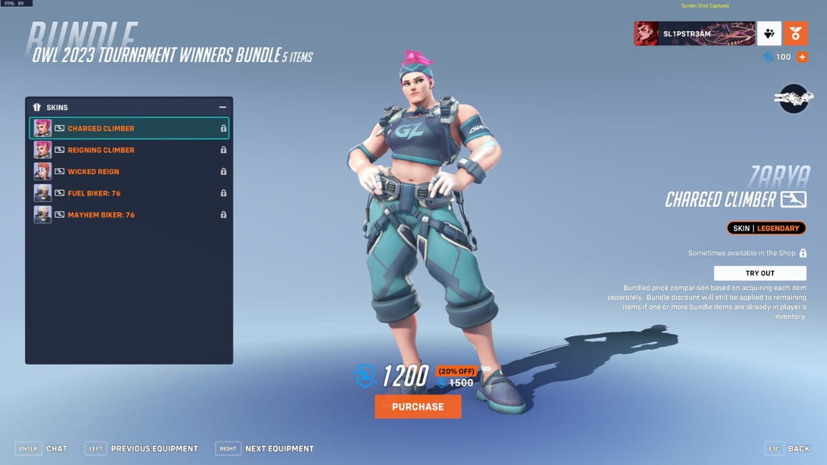 Zarya's Charge Climber Overwatch League skin