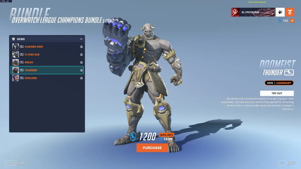 The Thunder Doomfist Overwatch League skin