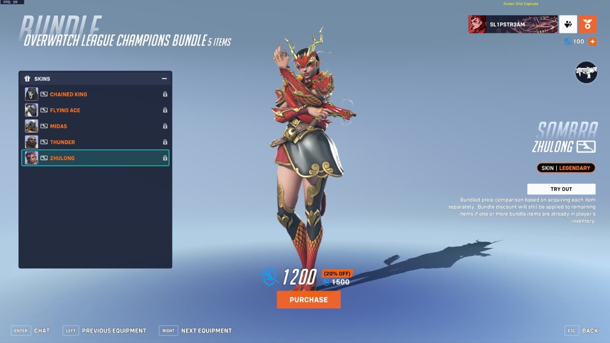 Sombra's Zhulong Overwatch League skin