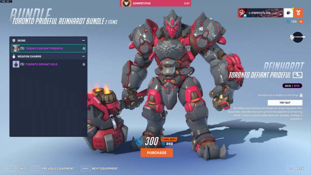 The Toronto Defiant version of the Prideful Reinhardt skin