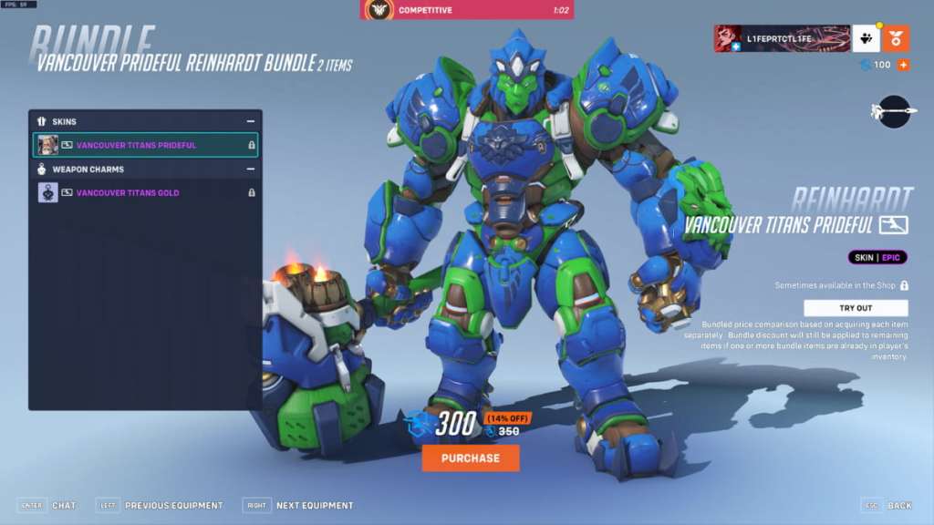 Reinhardt's Vancouver Titans Prideful skin