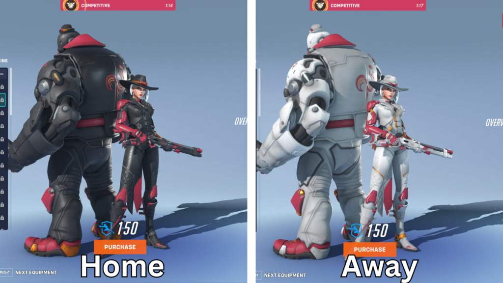 Vegas Eternal's home and away skins in Overwatch 2