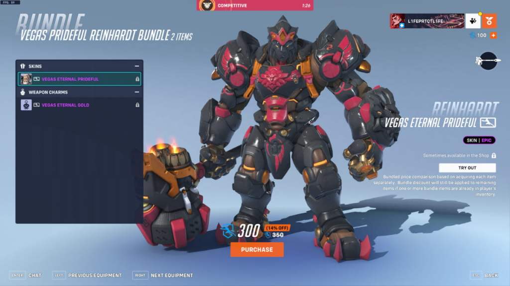 The Vegas Eternal Prideful Reinhardt skin