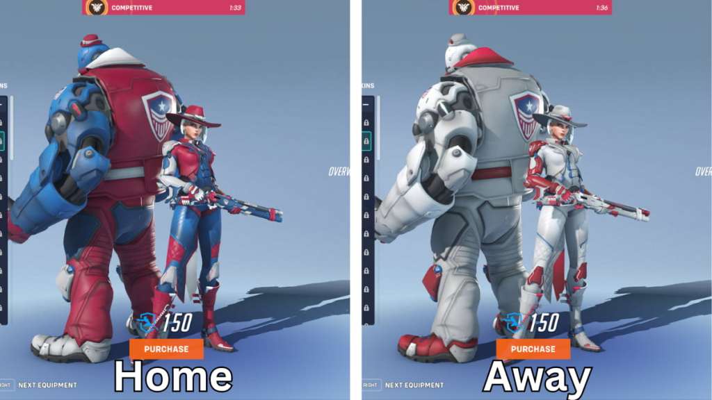 The Washington Justice home and away skins for Ashe in Overwatch 2