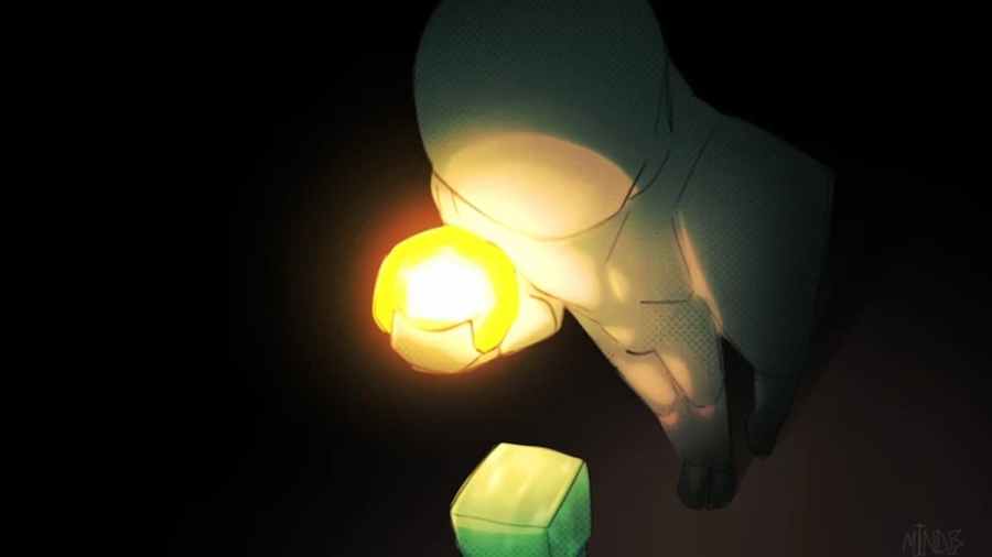 A man using glowing power in Heaven Stand poster