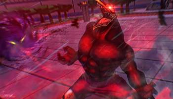 One of the official Roblox Heroes Battleground images featuring Kurogiri and a Nomu