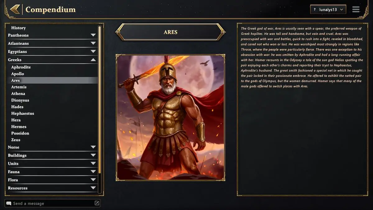 Ares' information in Age of Mythology: Retold.