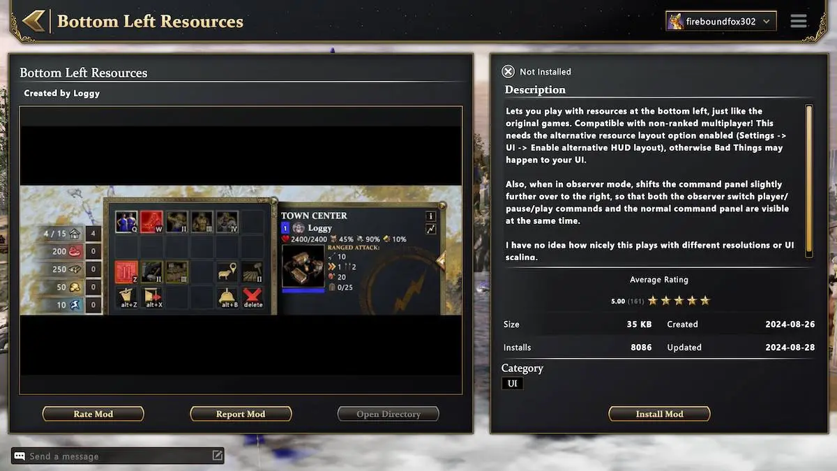 The Bottom Left Resources mod in Age of Mythology: Retold.