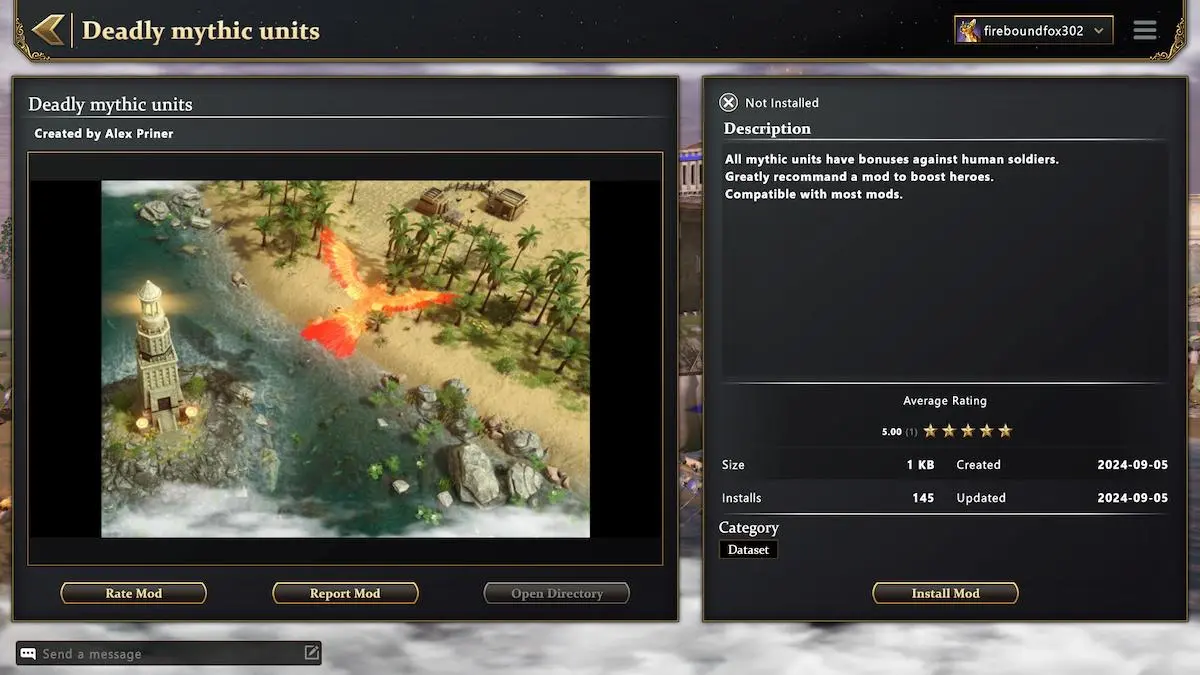 The Deadly mythic units mod in Age of Mythology: Retold.