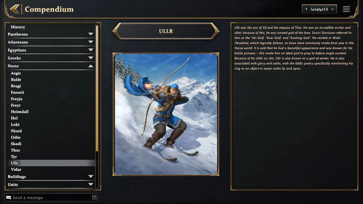 Ullr's information in Age of Mythology: Retold.