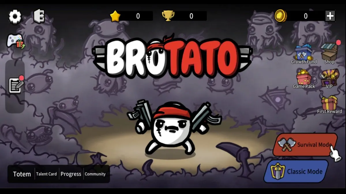 The Brotato title screen.