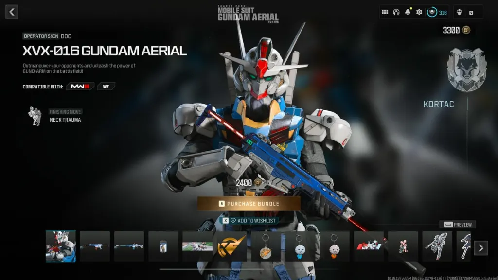 Call of Duty Warzone operator skin Gundam