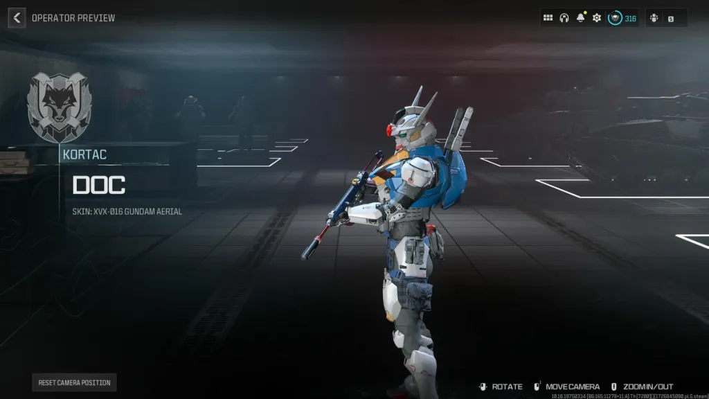 Call of Duty Warzone operator skin Gundam