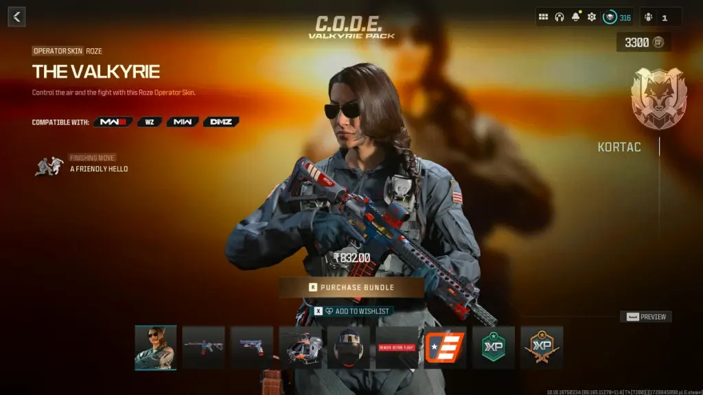 Call of Duty Warzone operator skin Valkyrie