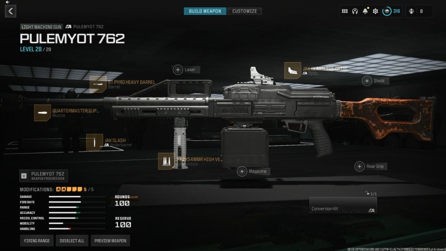 Call of Duty Warzone weapon build for Pulemyot 762