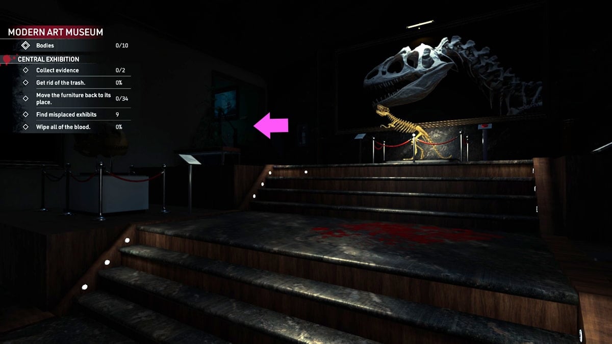 Stairs to upper area in Modern Art Crime Scene Cleaner mission