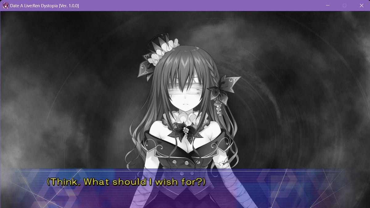 Figuring out what to wish for after meeting Ren at the Shrine in DATE A LIVE: Ren Dystopia.