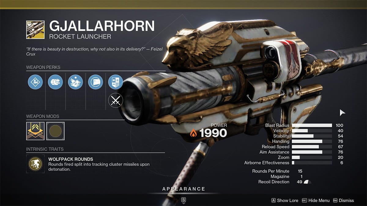 Gjallahorn Rocket Launcher in Destiny 2