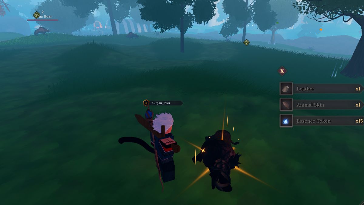 Player collecting loot drops from an enemy in Devas of Creation