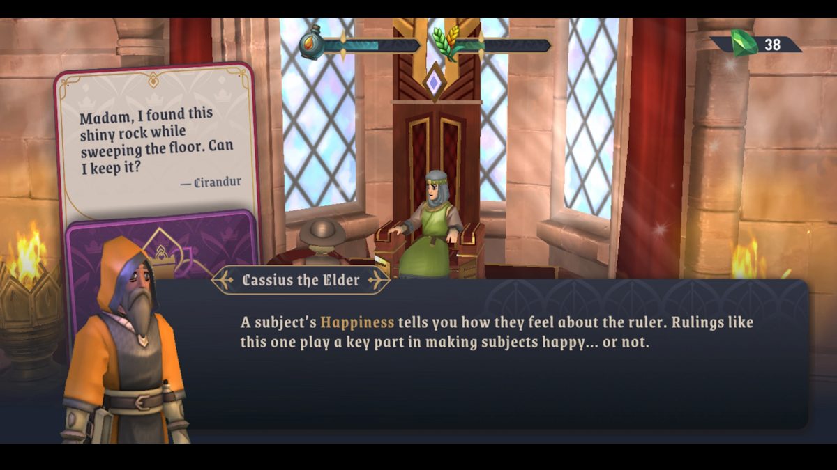 Learning about happiness in The Elder Scrolls: Castles.