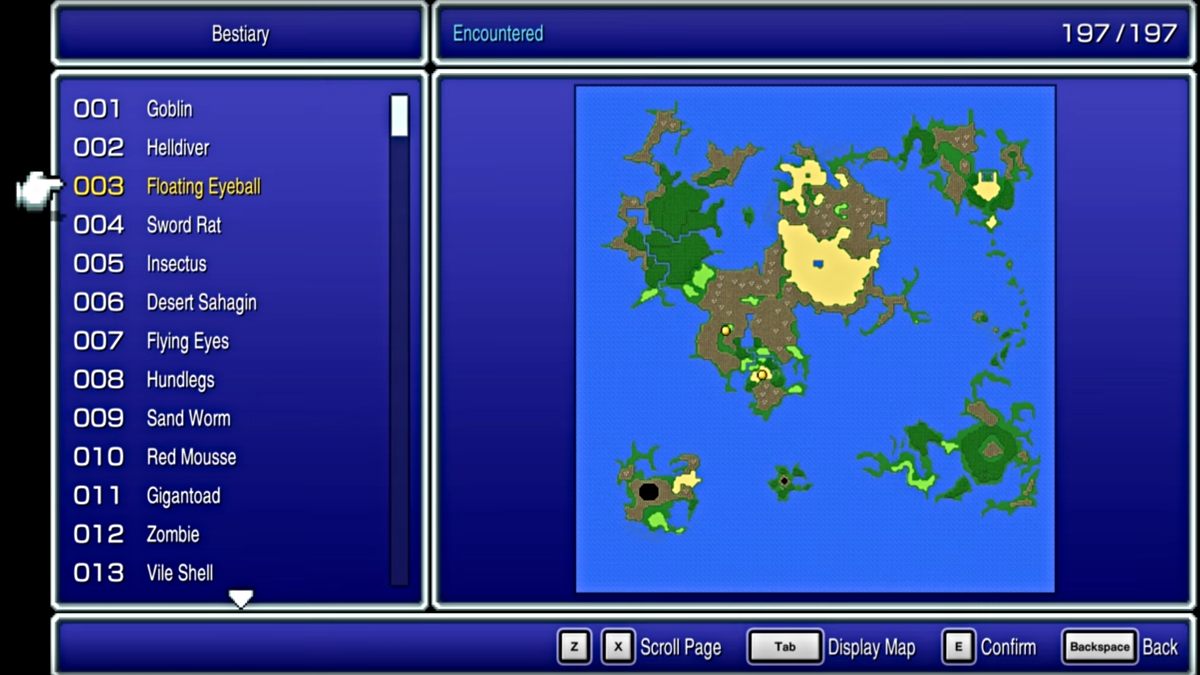 Final Fantasy 4 Pixel Remaster Bestiary & Locations