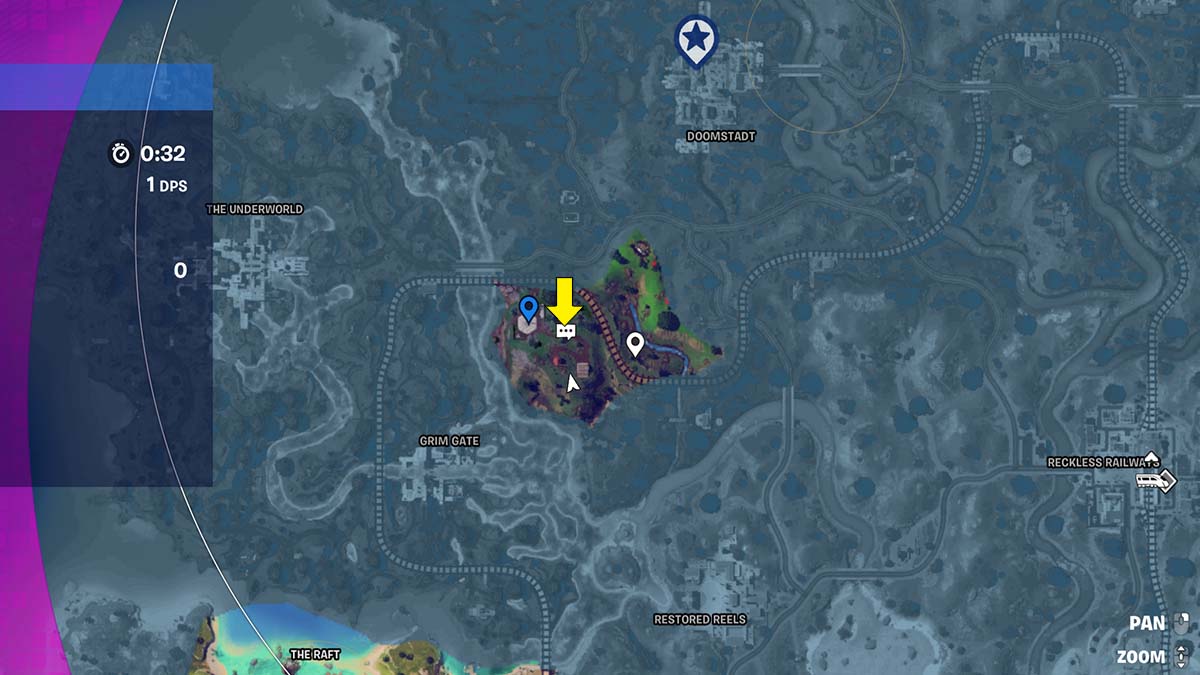 Fortnite map showing location of Iron Man NPC