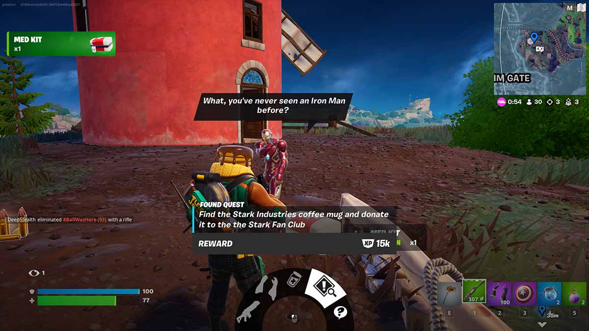 Fortnite operator talking to Iron Man