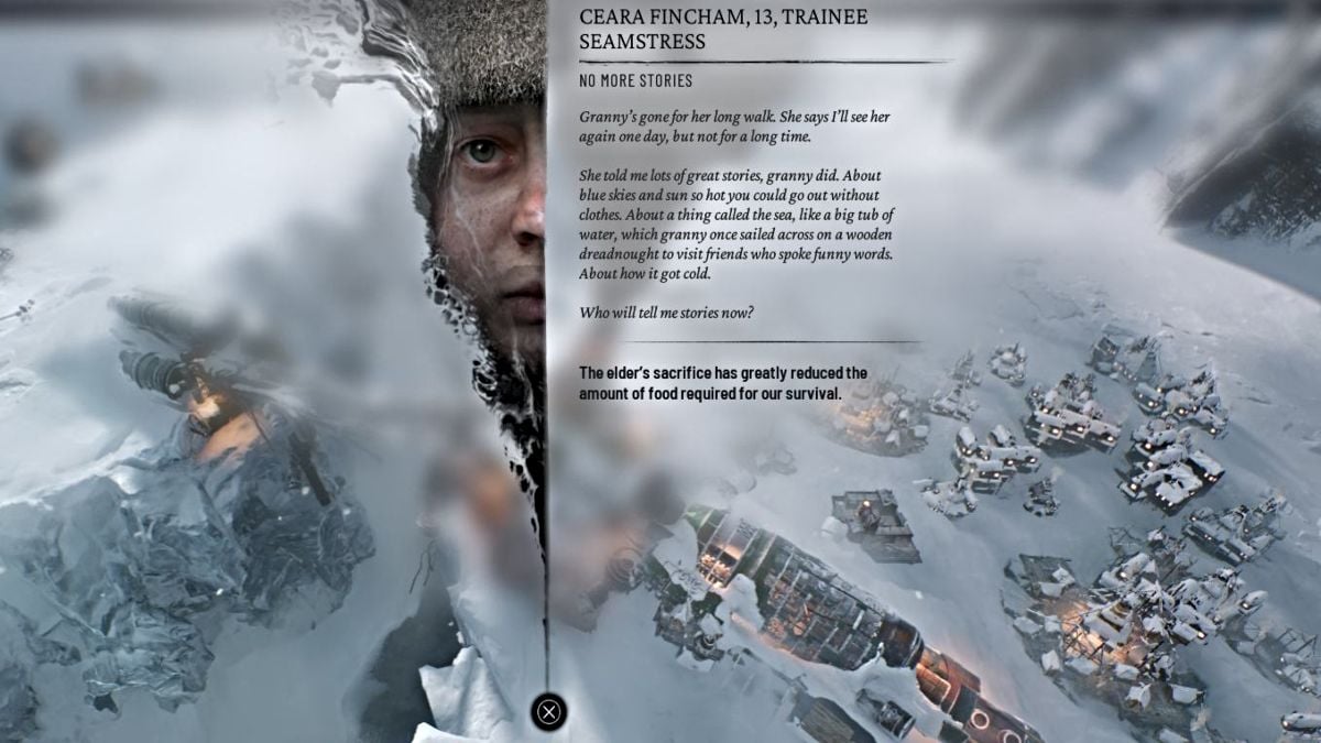 Character interlude in Frostpunk 2