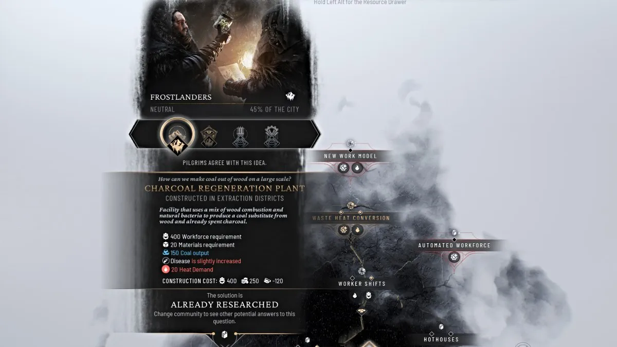 Charcoal Regeneration Plant idea in Frostpunk 2