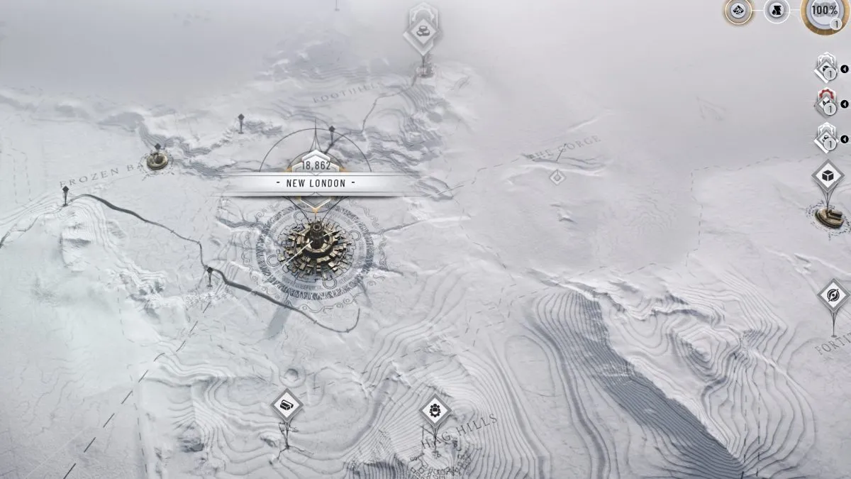 Frostlands world map in Frostpunk 2