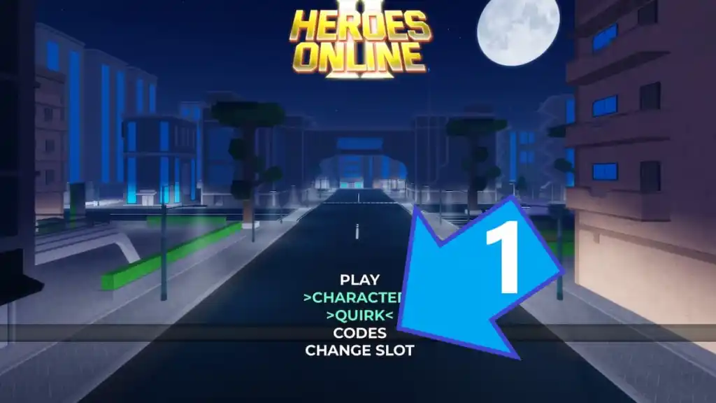 Heroes Online 2 main menu screen.