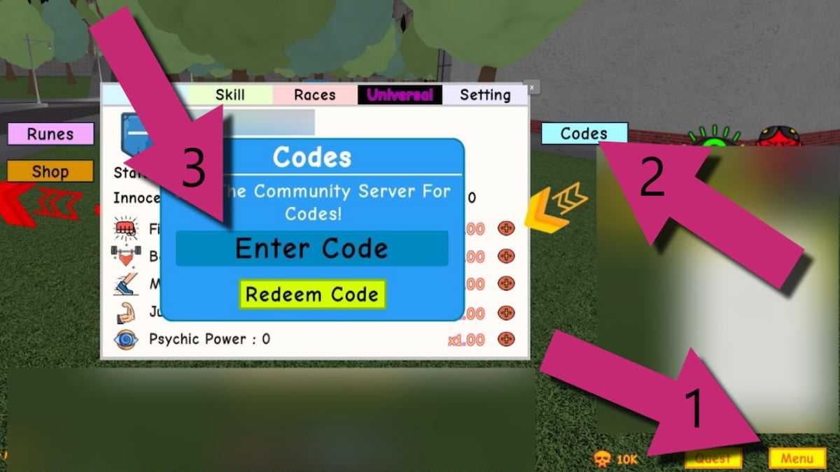How to redeem codes in Spts Return Of The Reaper