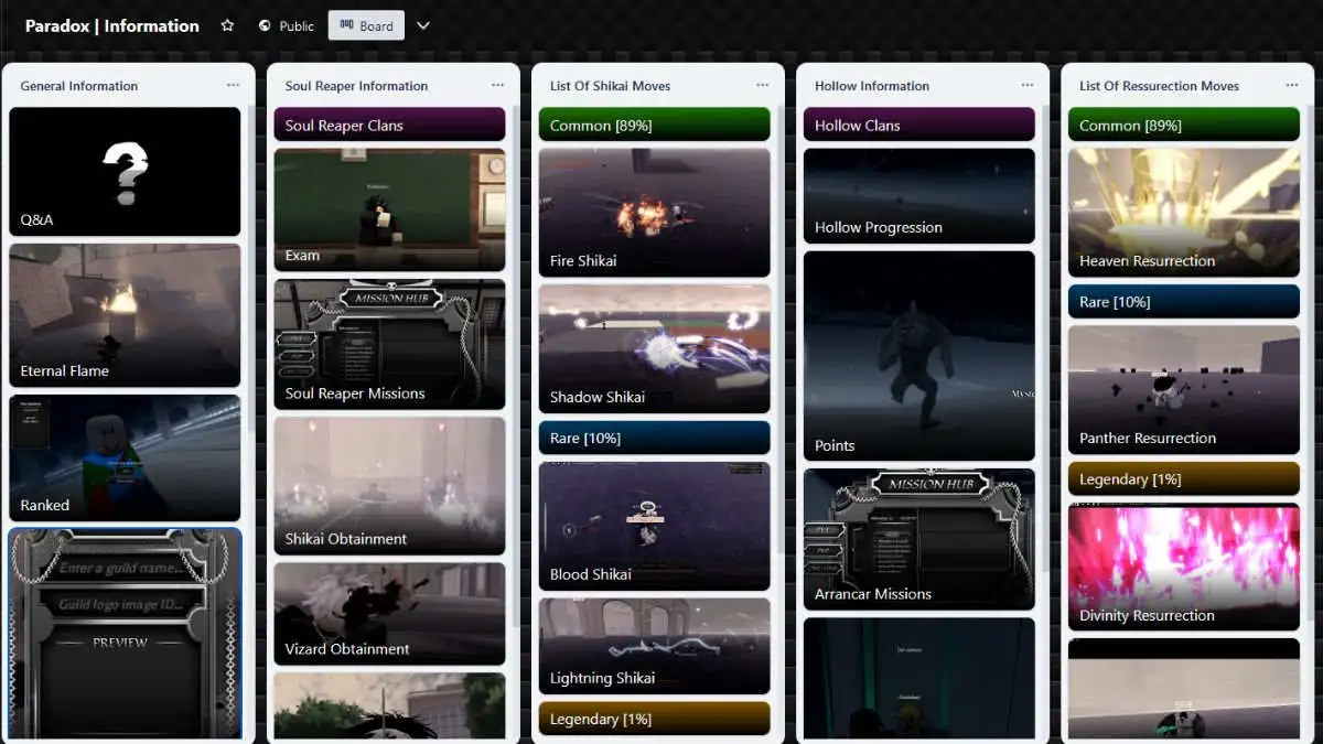 Paradox Trello Link & Discord – Roblox