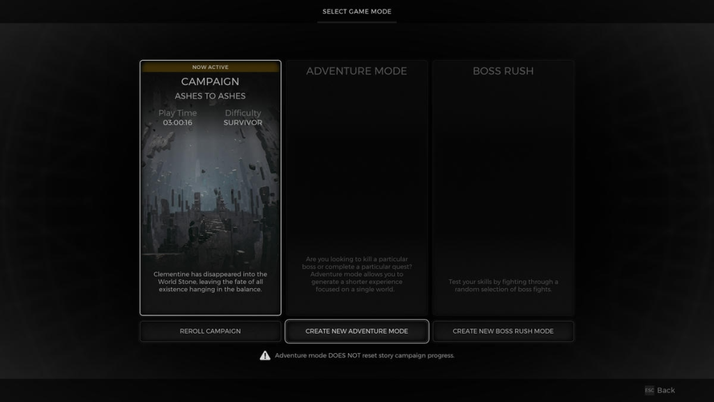 Remnant 2 mode selection