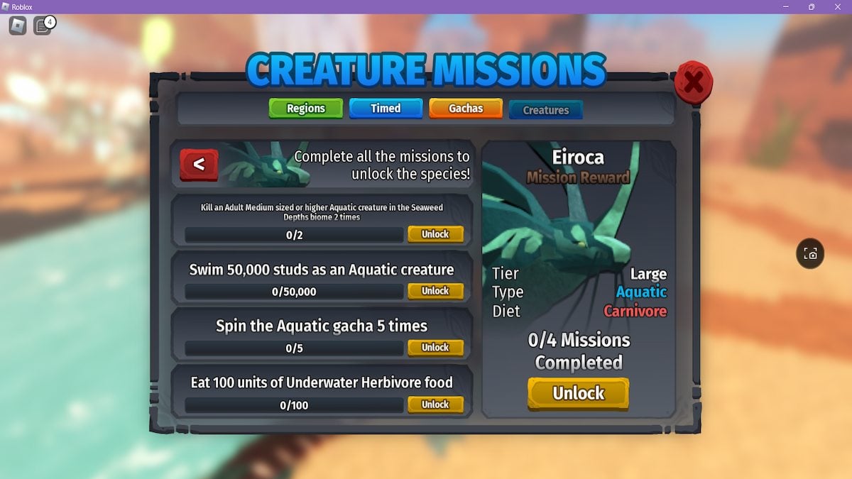 The Eiroca missions in Creatures of Sonaria.