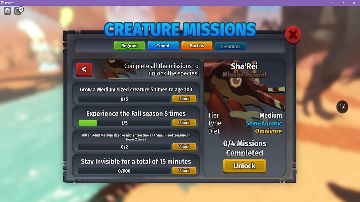 The Sha'Rei missions in Creatures of Sonaria.