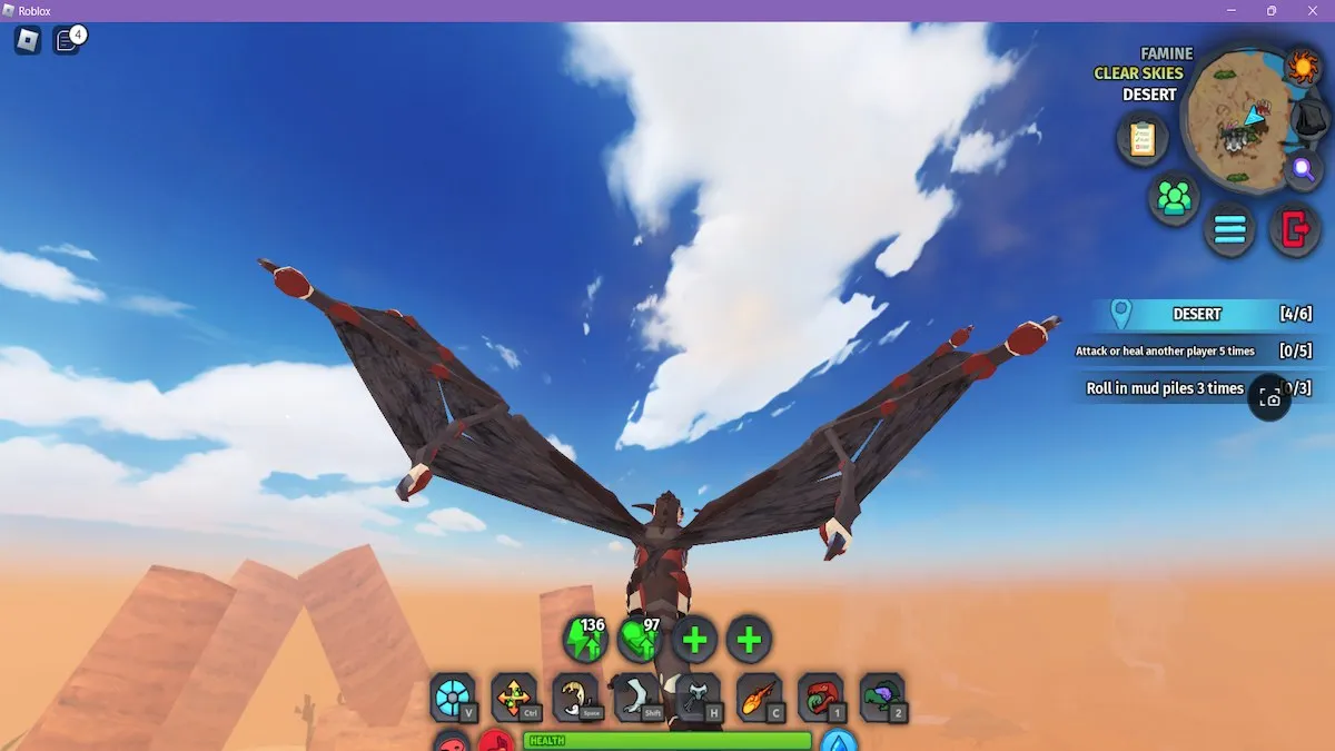 A starter dragon flying around in Creatures of Sonaria.