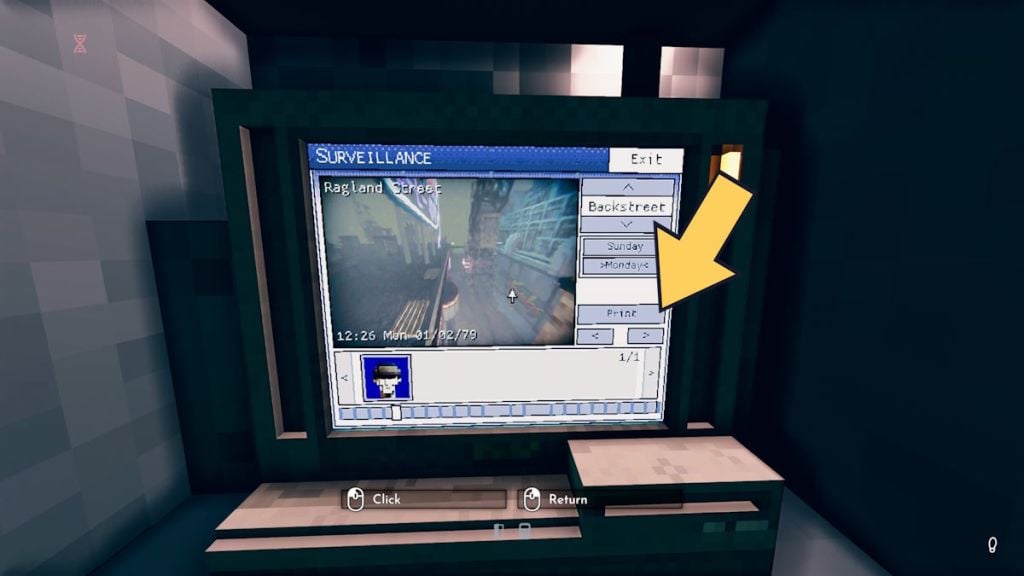 A CCTV interface in Shadows of Doubt