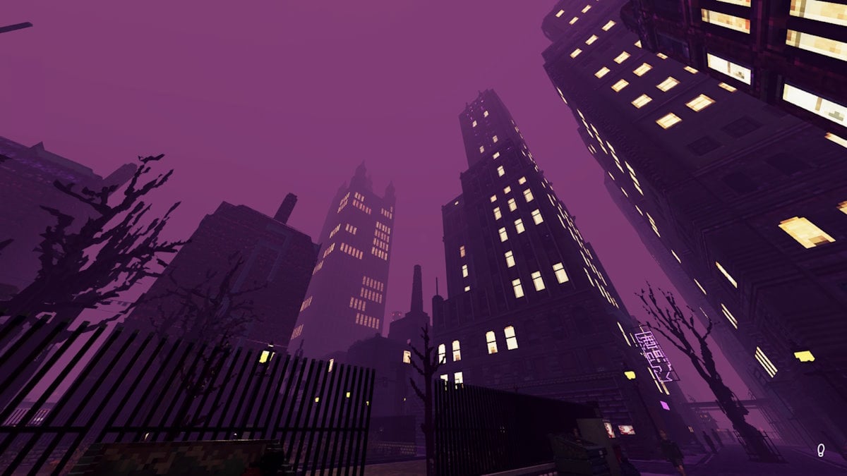 A view of the city in Shadows of Doubt.