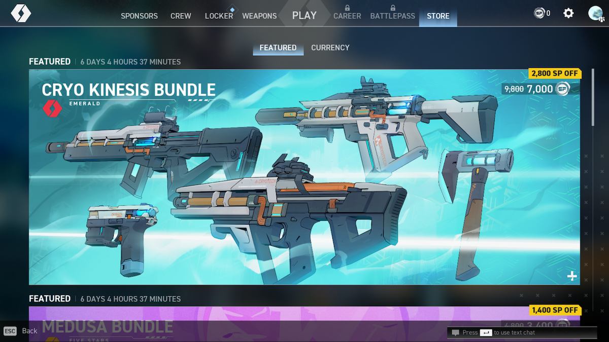 Cryo Kinesis gun skin bundle in Spectre Divide.