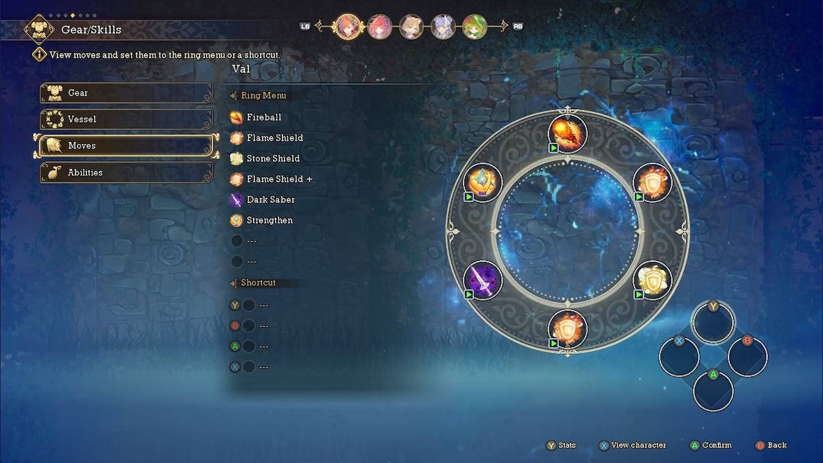 Val's ability wheel in Visions of Mana.