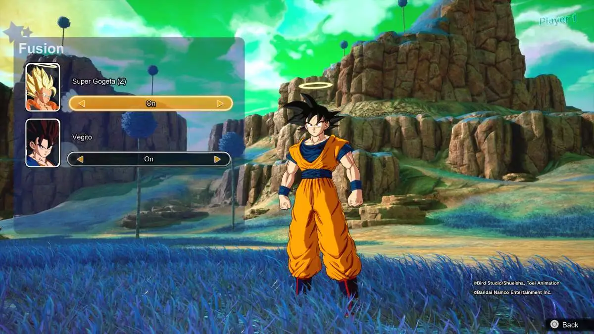 Switching fusions settings to 'on' in Dragon Ball Sparking Zero.