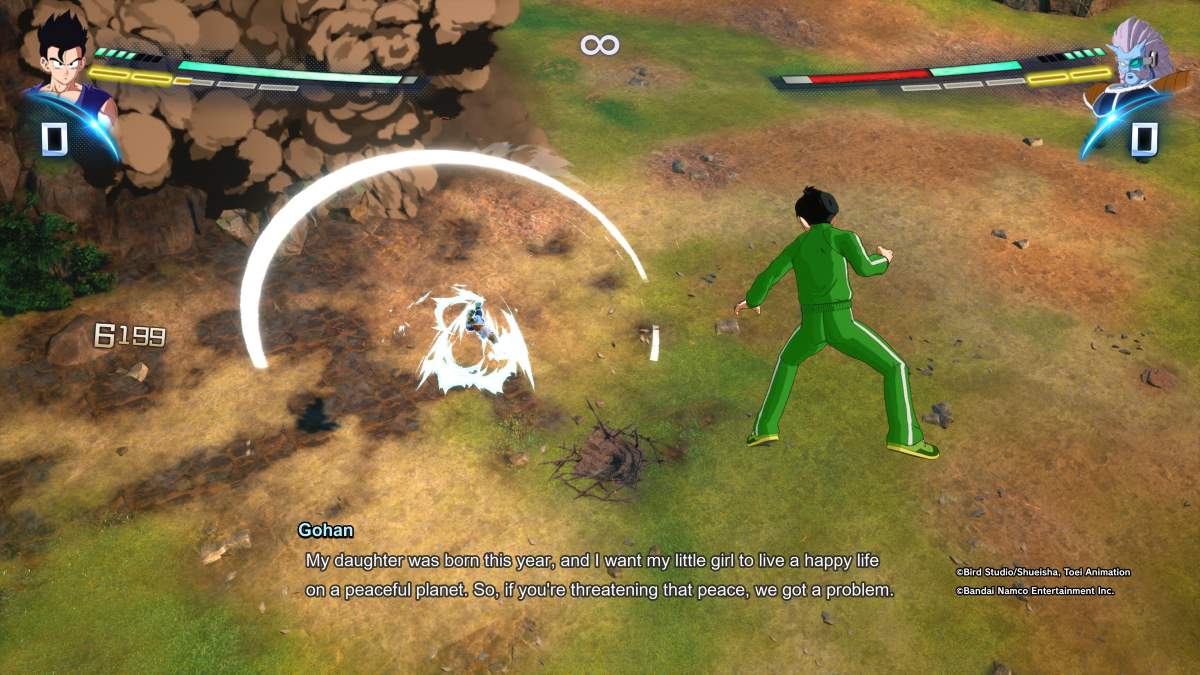 Gohan fighting for his family in Dragon Ball Sparking Zero.