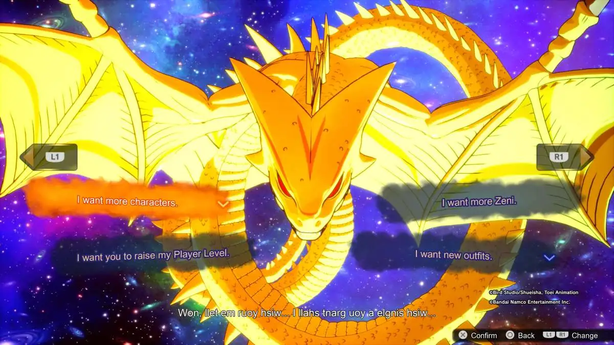 Super Shenron's wishes in Dragon Ball Sparking Zero.