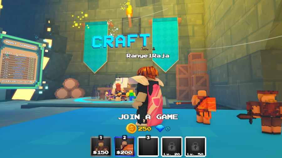 The Craftins section in Pixel Tower Defense