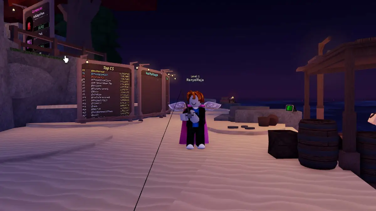 A player standing in Roblox Fisch