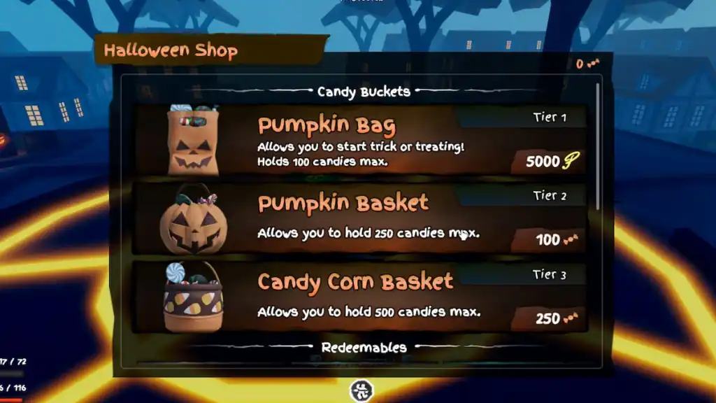 The Halloween Buy menu in GPO