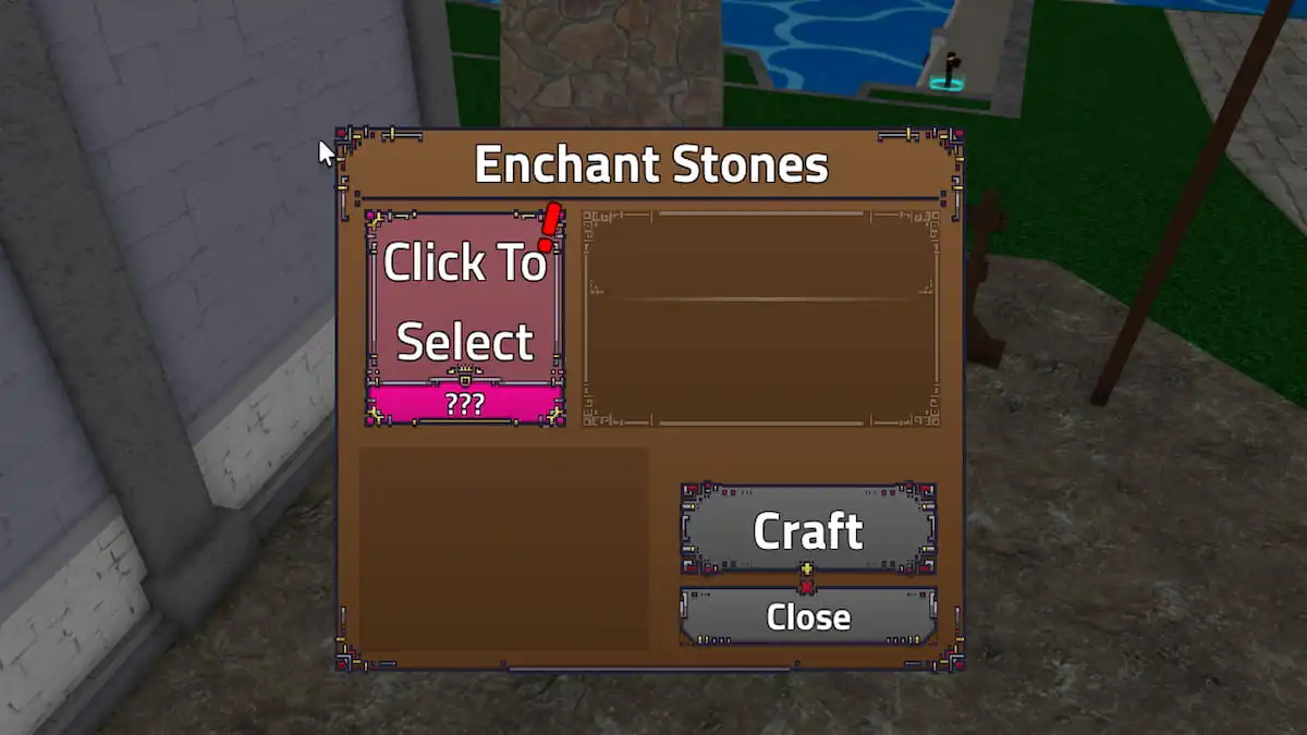 The Enchant Stone Crafting Menu in King Legacy