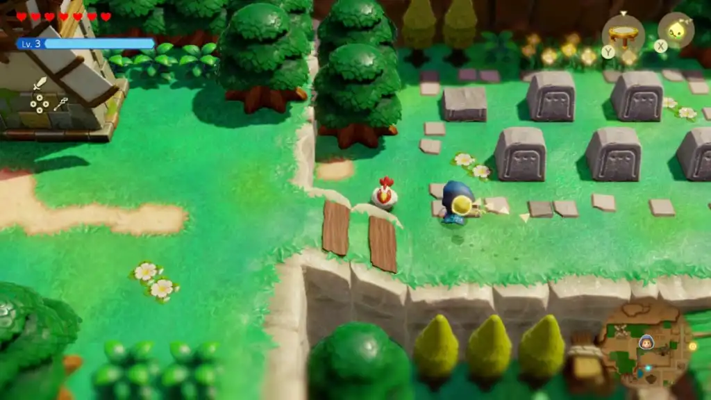 The Cucco hiding in the Kakariko cemetery in Echoes of Wisdom