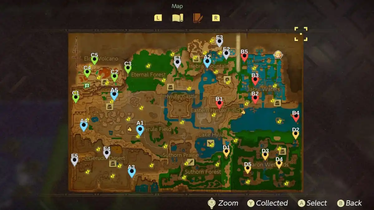 The location of every Stamp Stand for the Stamp Rally in the Legend of Zelda: Echoes of Wisdom